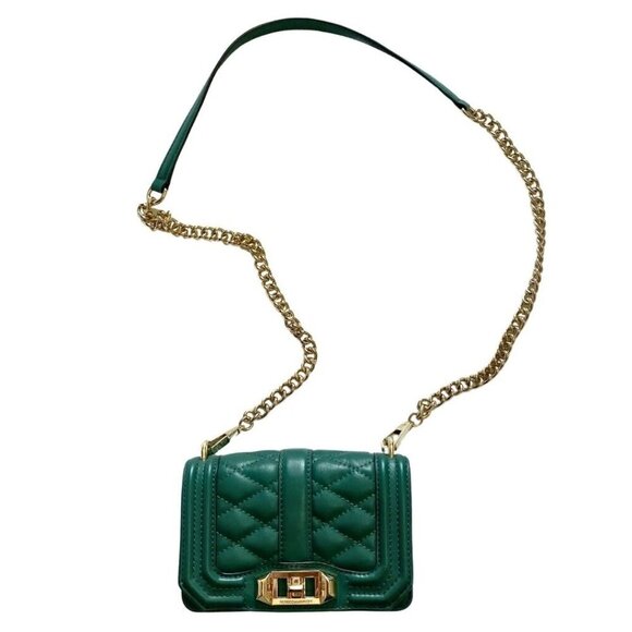 NWOT REBECCA MINKOFF MINI LOVE QUILTED LEATHER CROSSBODY BAG IN TEAL - OS - Picture 1 of 9
